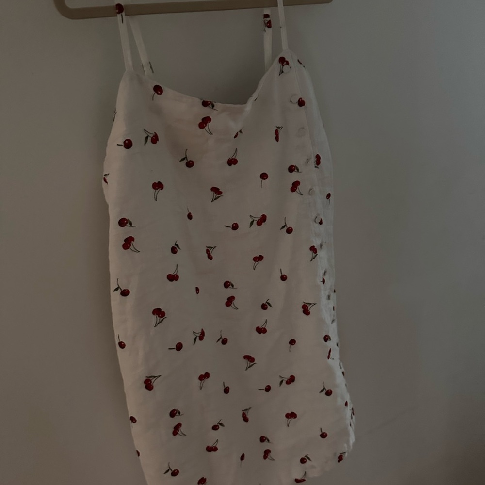 White romper with Cherry Print
